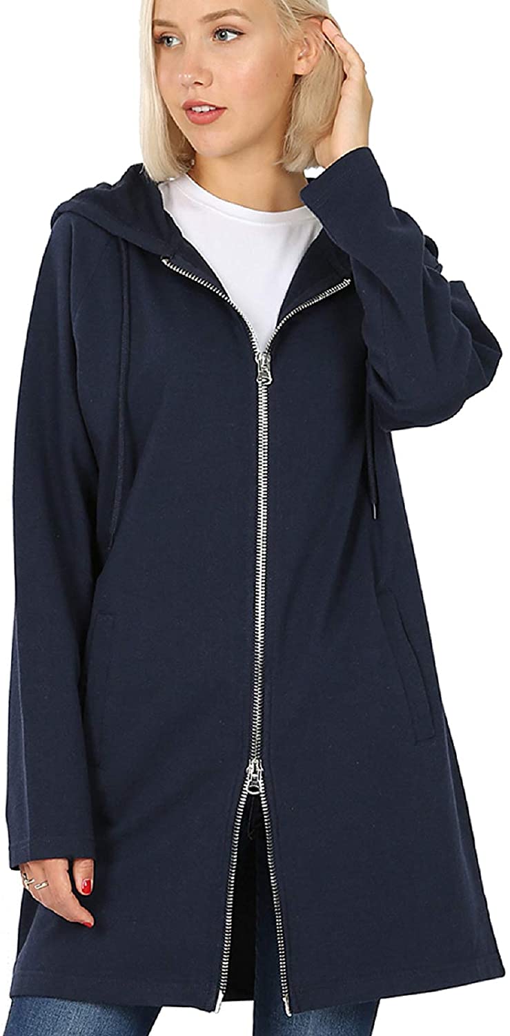 MixMatchy Women's Hoodie Oversized Zip Up Long Fleece Sweat Jacket 