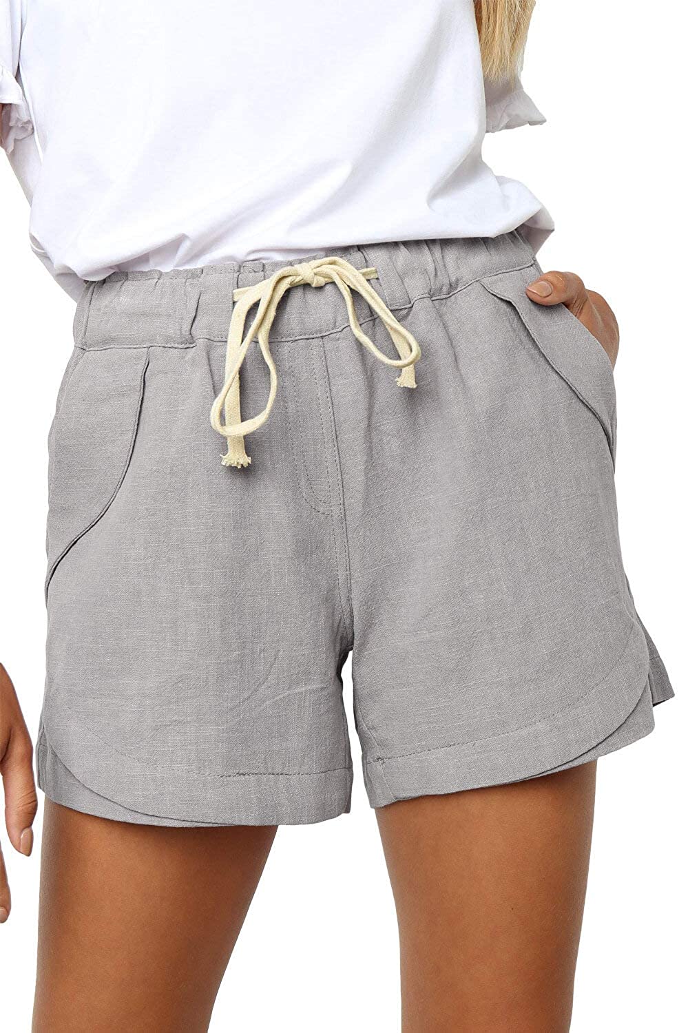 SWEET POISON Womens Shorts Summer Casual Drawstring Elastic Waist Cotton/Denim Comfy Short with Pockets 