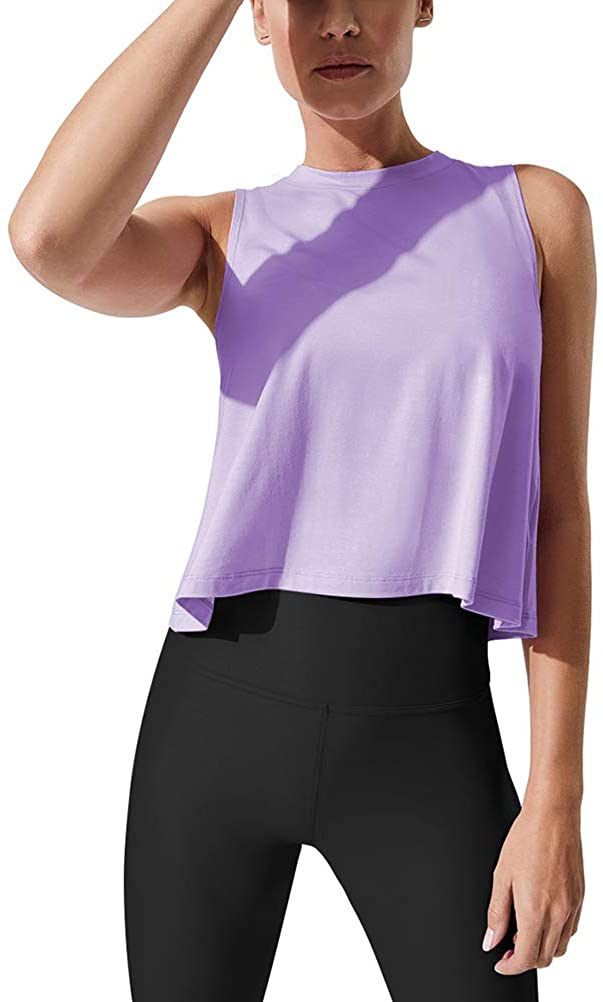 Download Mippo Women's Crop Tops High Neck Flowy Muscle Tank ...