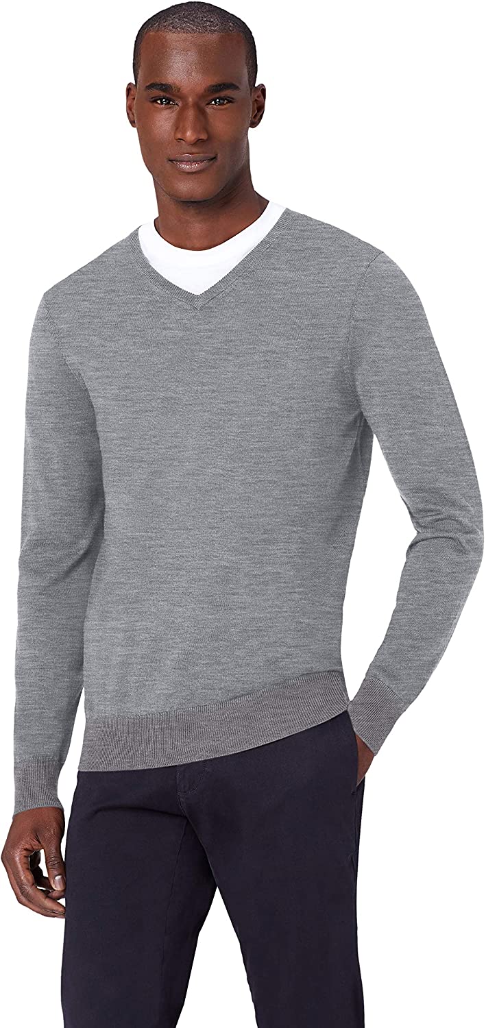 Slim Fit Meraki Mens Fine Knit Brand V-Neck Sweater Merino Wool