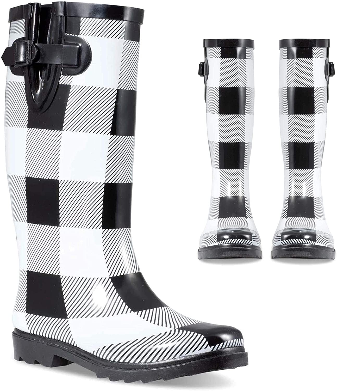 Jelly Lined Water Resistant Ladies Knee High Twisted Women’s Rubber Rain Boots 