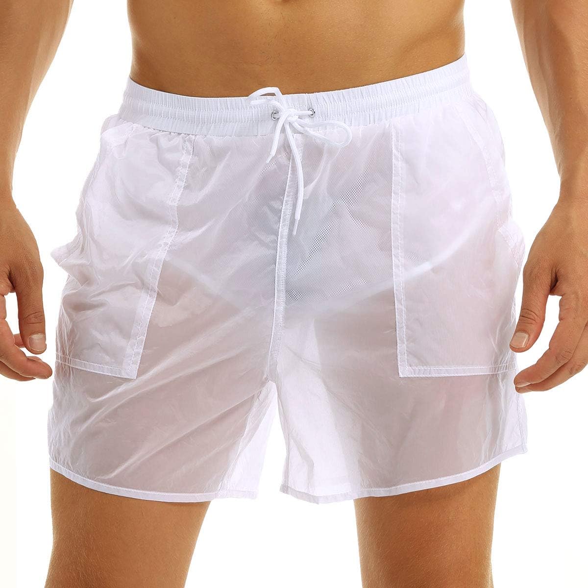 YiZYiF Men's See Through Beach Shorts Underwear Swim Trunks Watershort  Lounge Pants
