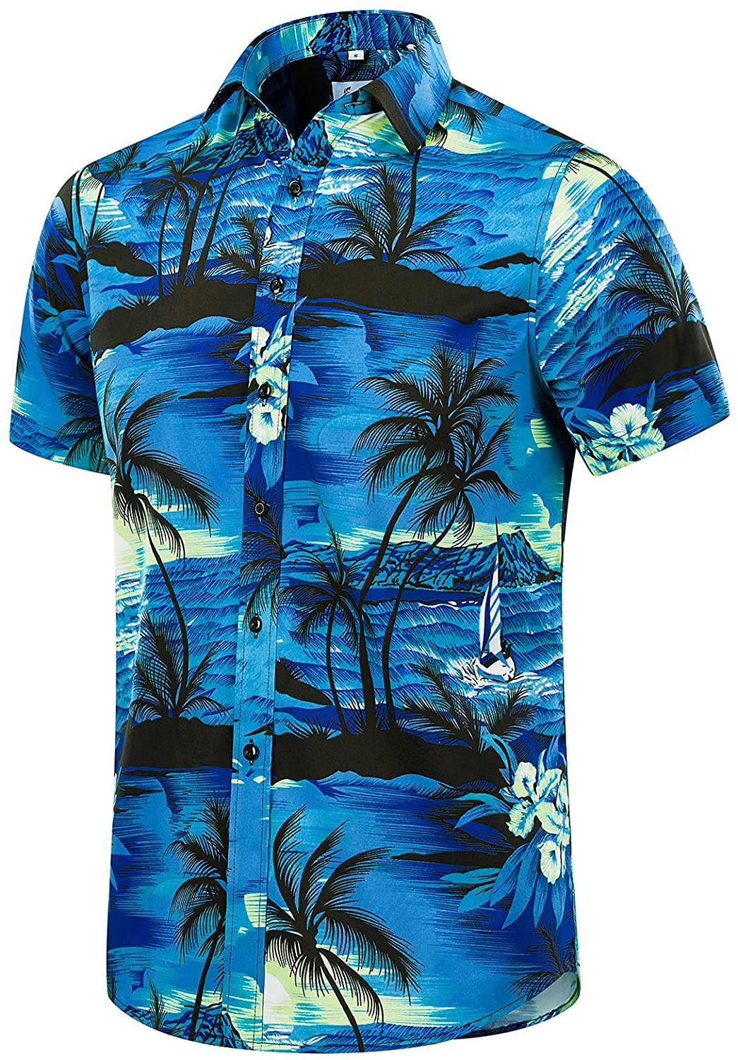 EUOW Men's Hawaiian Shirt Short Sleeves Printed Button Down Summer