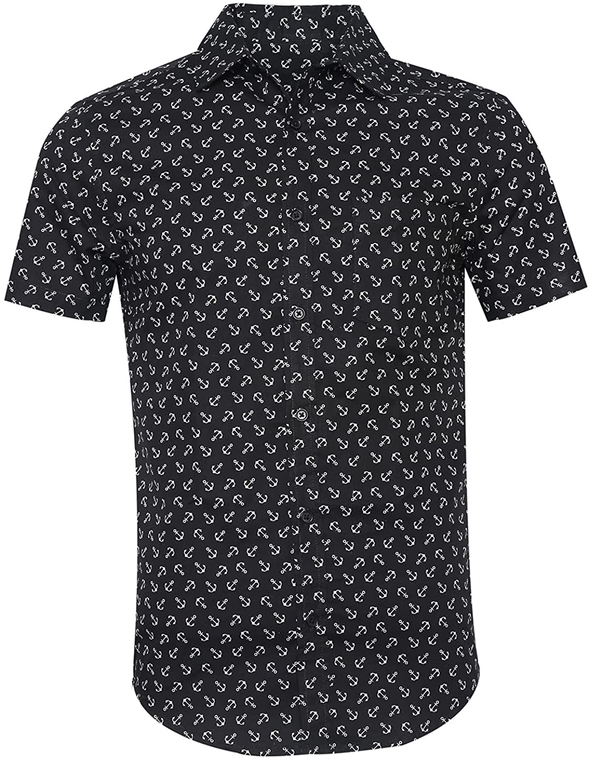 TOPORUS Men's Casual Short Sleeve Printing Pattern Button Down Shirt