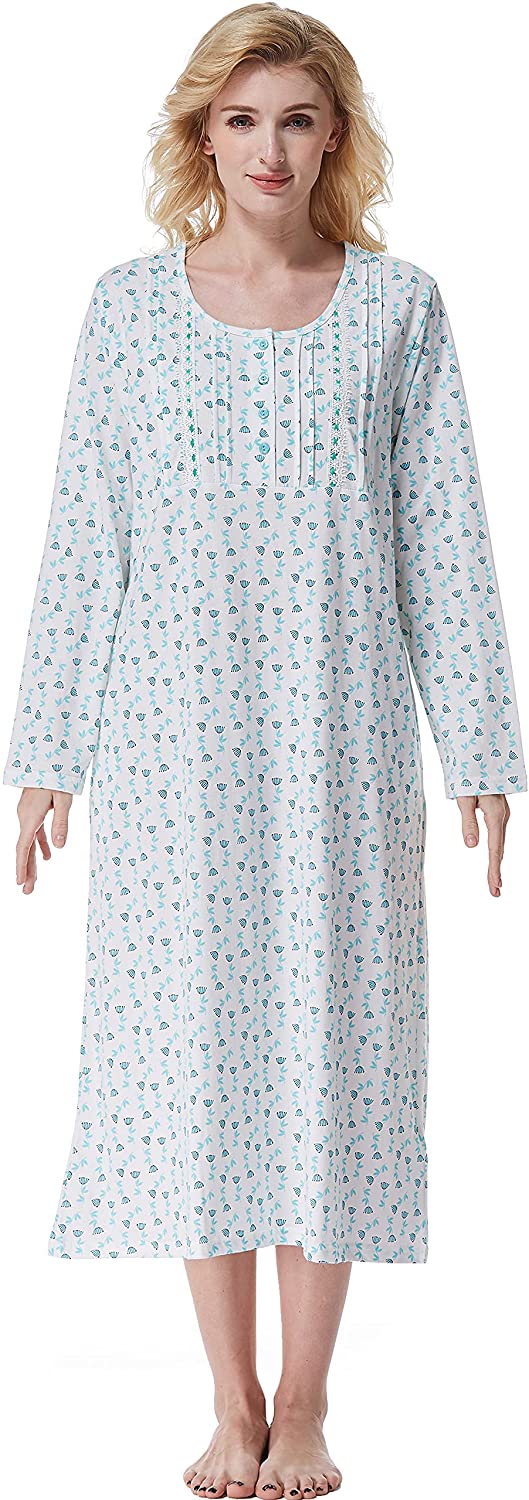 Keyocean Nightgowns for Women with Pockets, 100% Cotton Soft