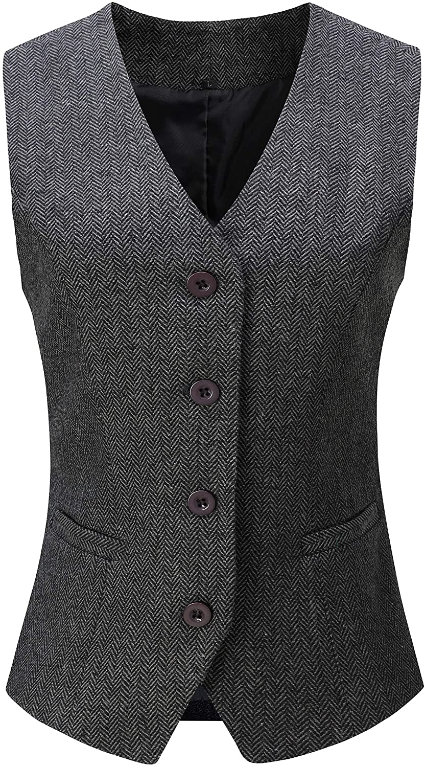 V VOCNI Suit Vest for Women Waistcoat Vintage Steampunk Dressy