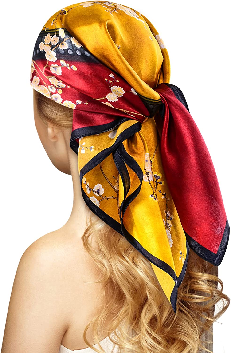 HAIMEIKANG Satin Head Scarves Square Silk Feeling Hair Scarf 4 PCS 23.18  Inches Headscarf for Women Silk Hair Bandanas（60cm#mix1 at  Women's  Clothing store