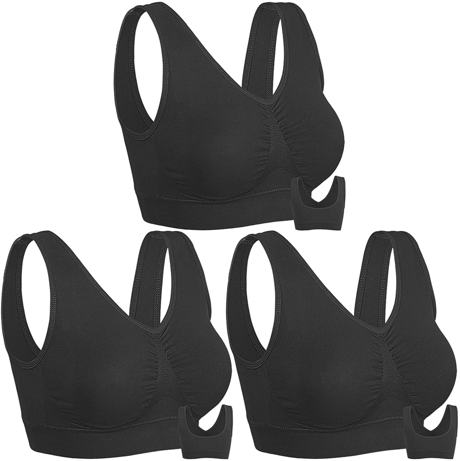 Onory 3 Pack Sports Bras For Women Wirefree Padded Workout Yoga Gym Fitness Bra Ebay 