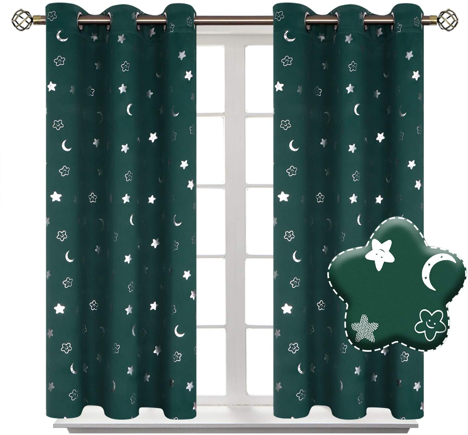 BGment Moon and Stars Blackout Curtains for Kids Bedroom, Grommet Thermal Insula Super zysk