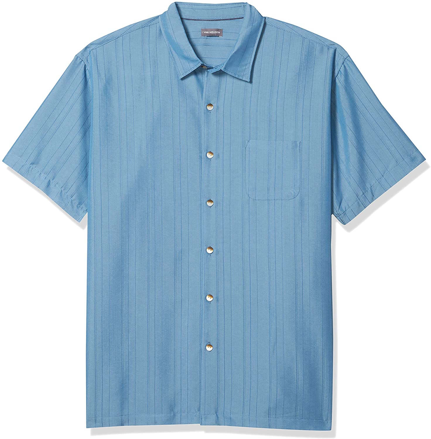 Van Heusen Men's Air Short Sleeve Button Down Poly Rayon Stripe Shirt ...