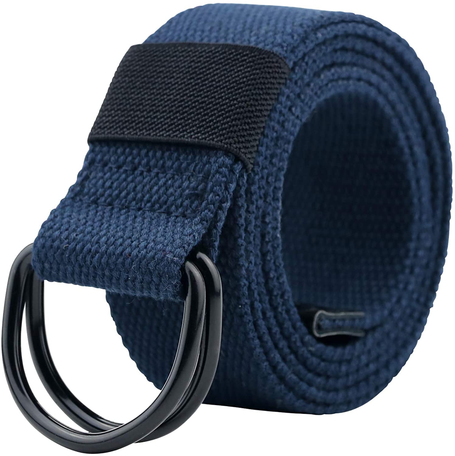 Canvas Belt, Web Belt for Men/Women with Metal Double D Ring Buckle 1 1/2  Wide