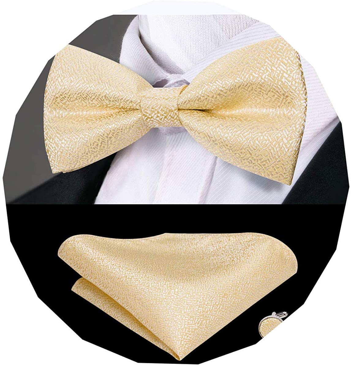 Dubulle Mens Silk Bow Tie and Pocket Square Set for Wedding Tuxedo …