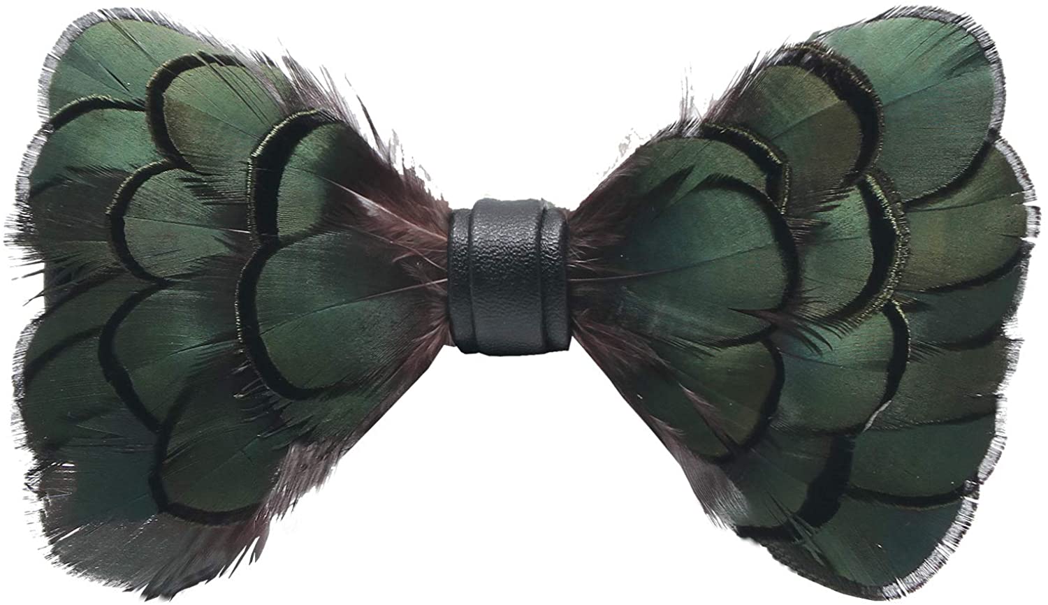 Mumusung Handmade Peacock Feather Pre-tied Bow tie for Men 