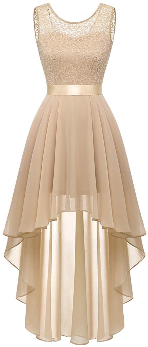 thumbnail 9  - BeryLove Women&#039;s Floral Lace Chiffon Bridesmaid Dress Hi-Lo Swing Party Dress
