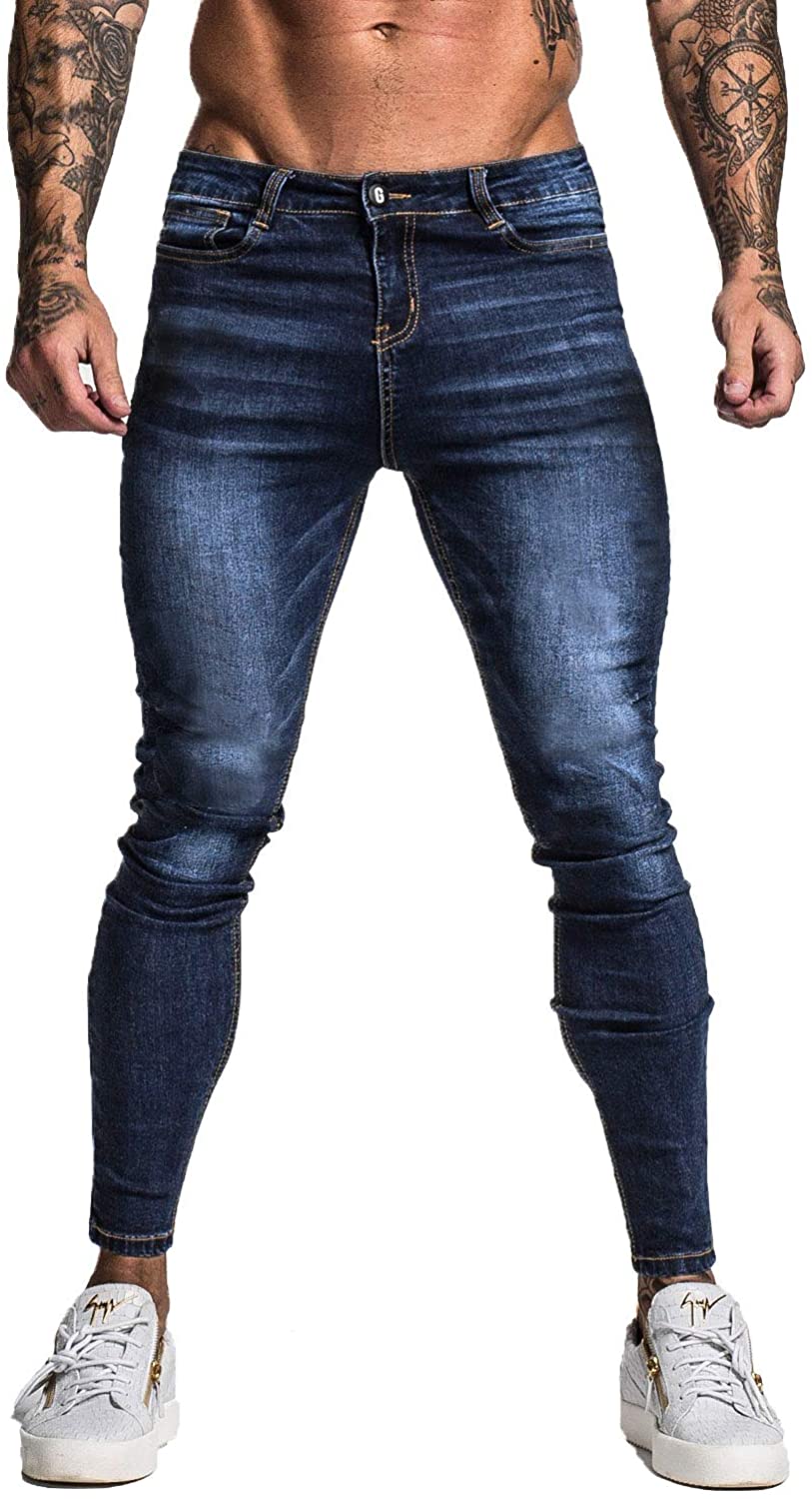 GINGTTO Men's Skinny Jeans Stretch Ripped Tapered Leg | eBay