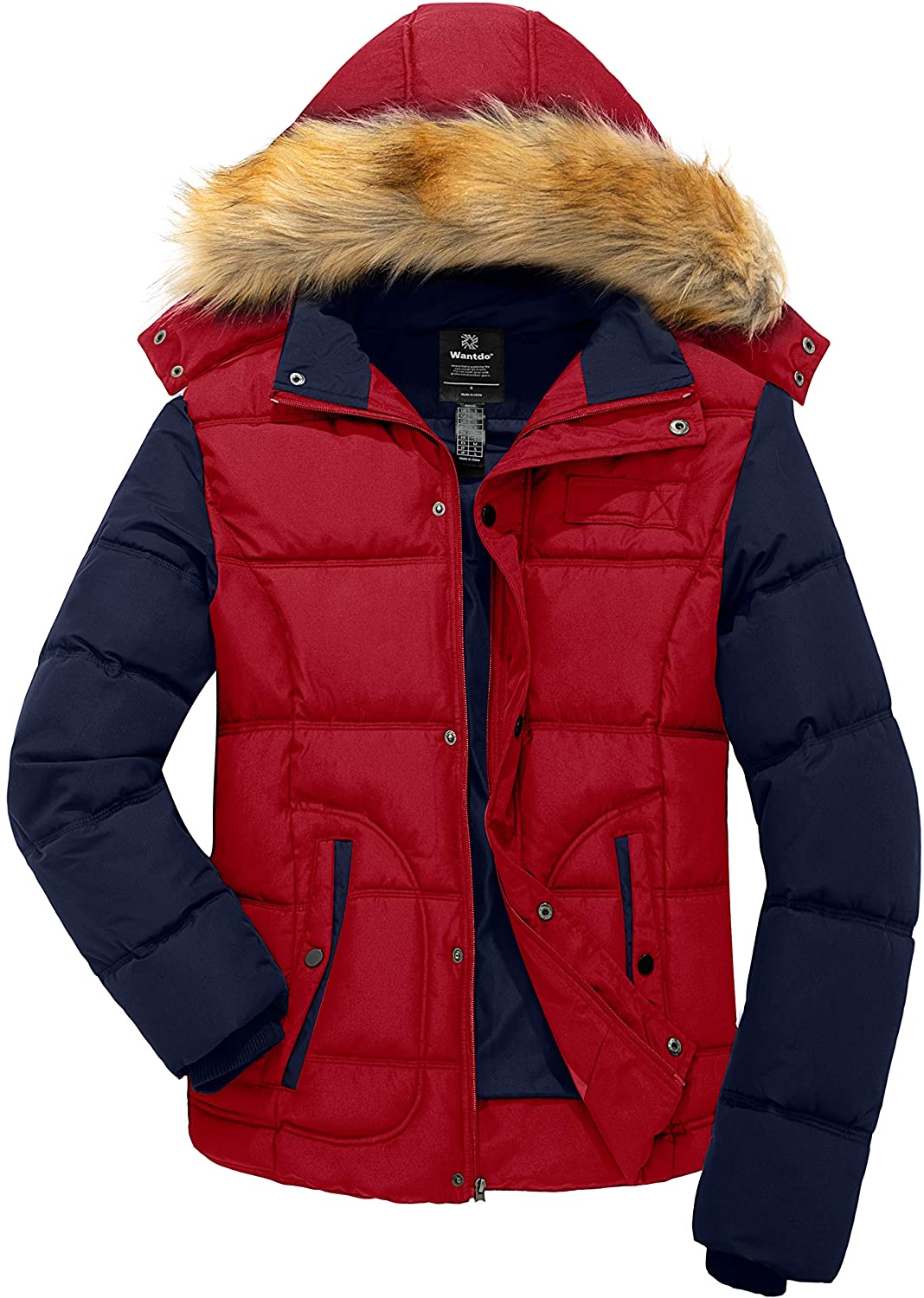 Wantdo Boy's Long Winter Parka Jacket Fleece Lined Quilted Coat Removable Hood