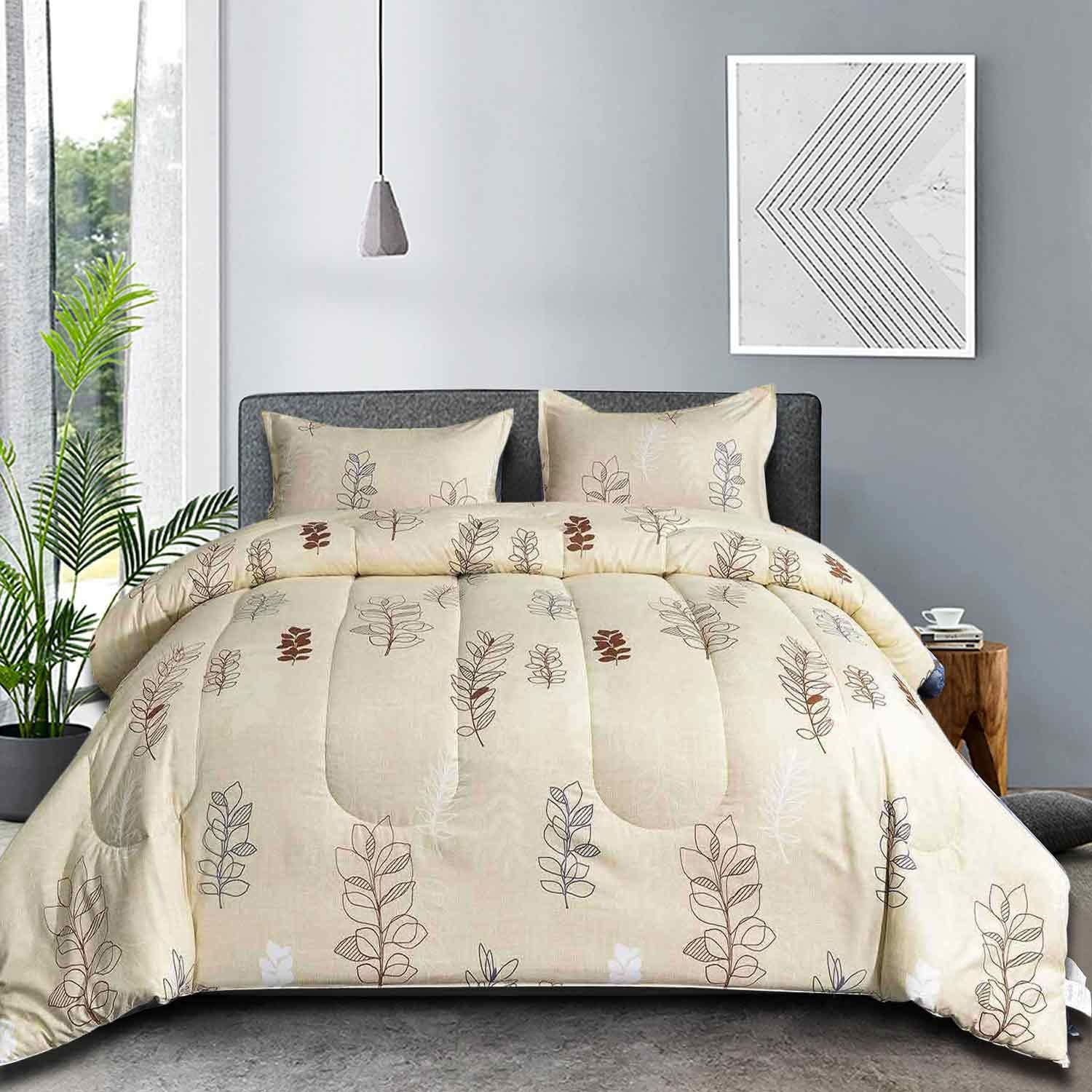 NANKO King Duvet Cover Set Grey Floral & White Flower Leaf Print Pattern Double Sided 3pc 104x90 Microfiber Comforter Quilt Bedding Cover with Zip Ties Modern Farmhouse for Men and Women Teen Gray 