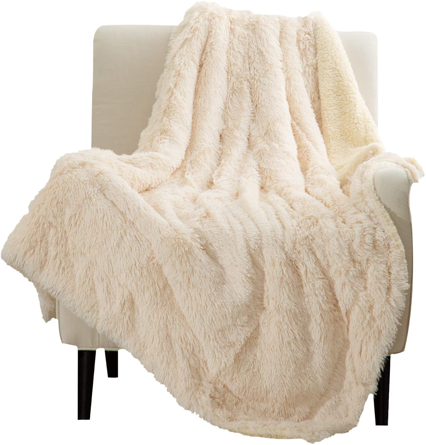 Bedsure Soft Fuzzy Faux Fur Shaggy Blanket Throw Reversible Sherpa Fleece Shag T 