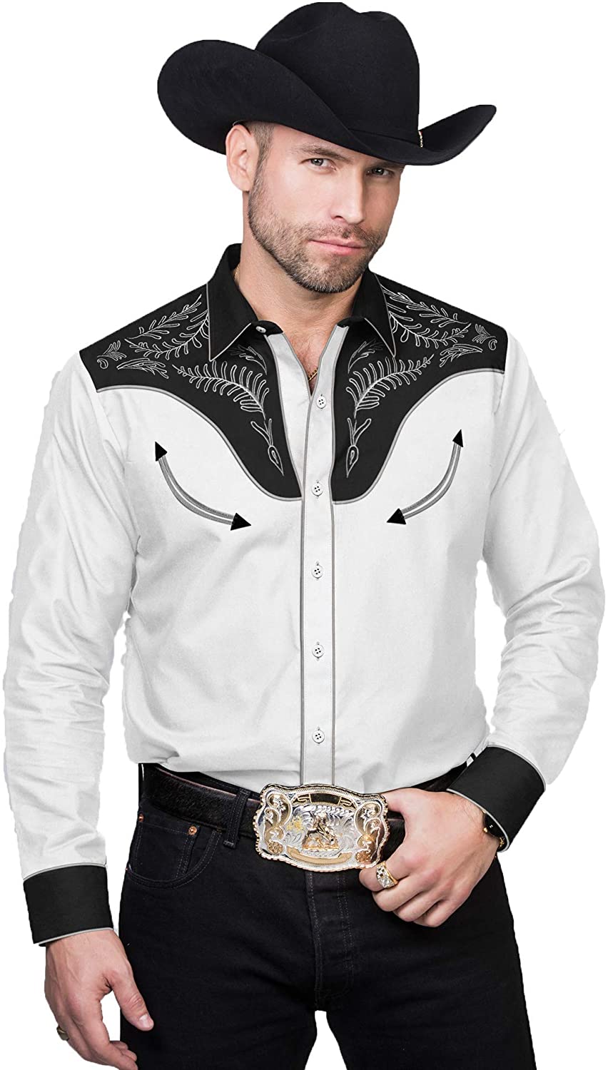 COOFANDY Men's Western Cowboy Embroidered Long Sleeve Button Down Shirt |  eBay