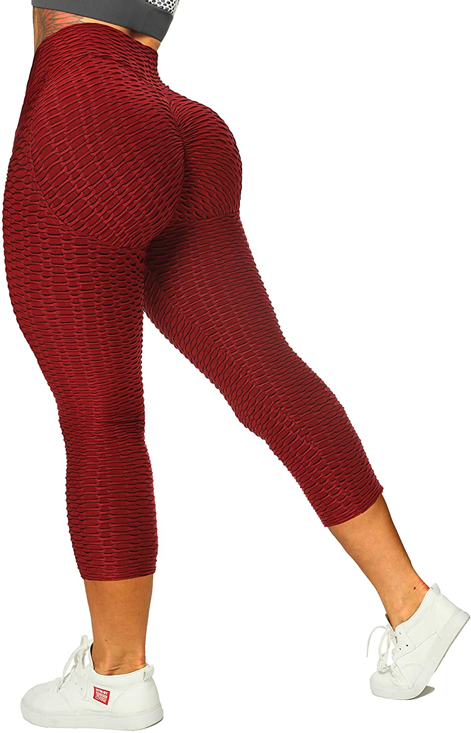 Fire Fit Designs Red on Black Capri Leggings for Women Butt Lift Yoga Pants  for Women Tummy Control Leggings High Waisted