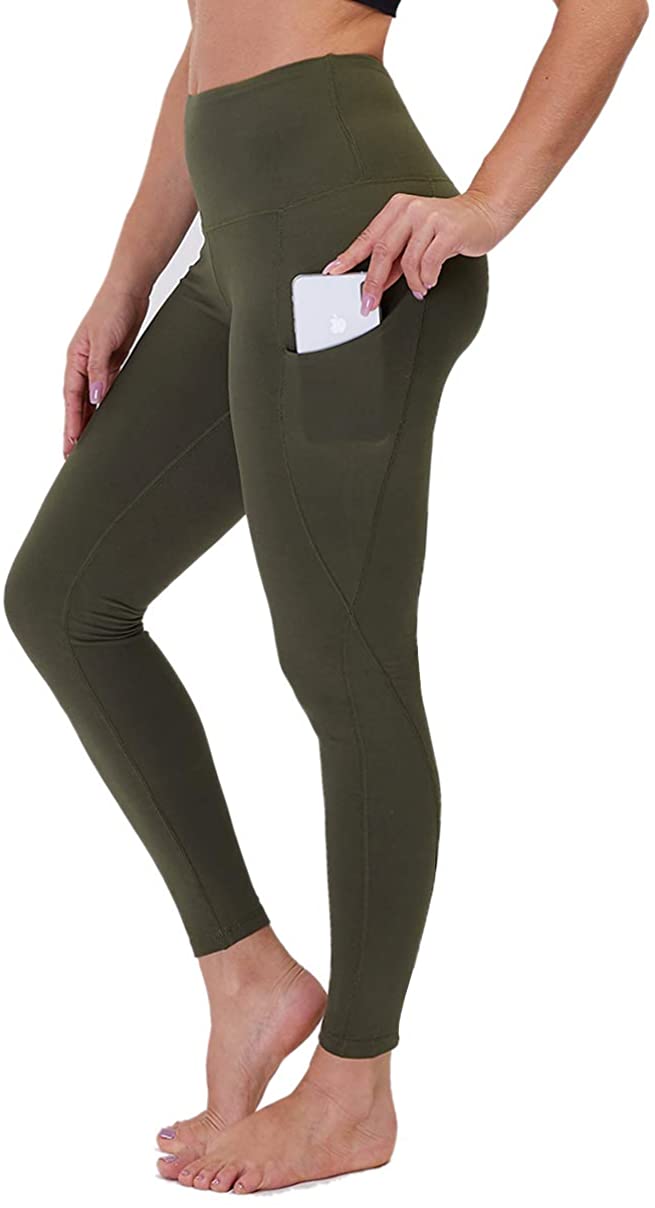 High Waist Yoga Pants with Pockets for Women - Soft Tummy Control 4 Way  Stretch