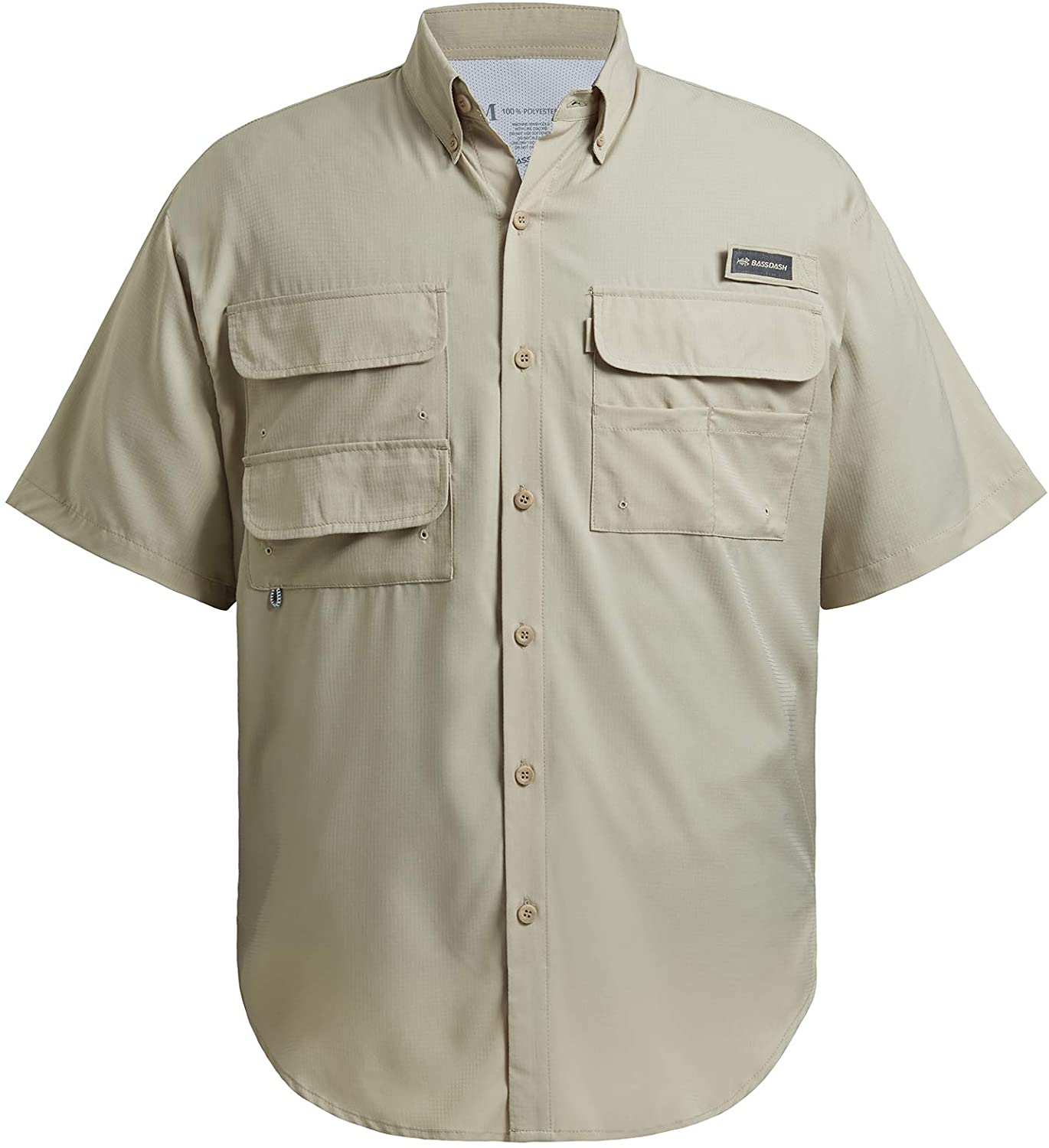 BASSDASH UPF 50 Men’s Fishing Dress Shirt Button Down Woven Short Sleeve  Outdoor