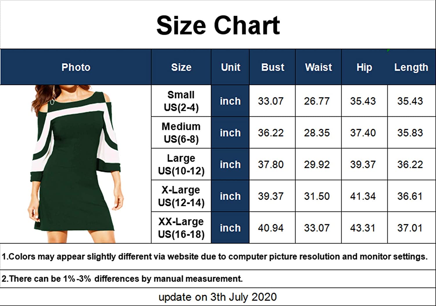 HannahZone Women's Summer Cold Shoulder Dresses Casual Tunic Top 3/4 Sleeve T-Shirt Swing Dress