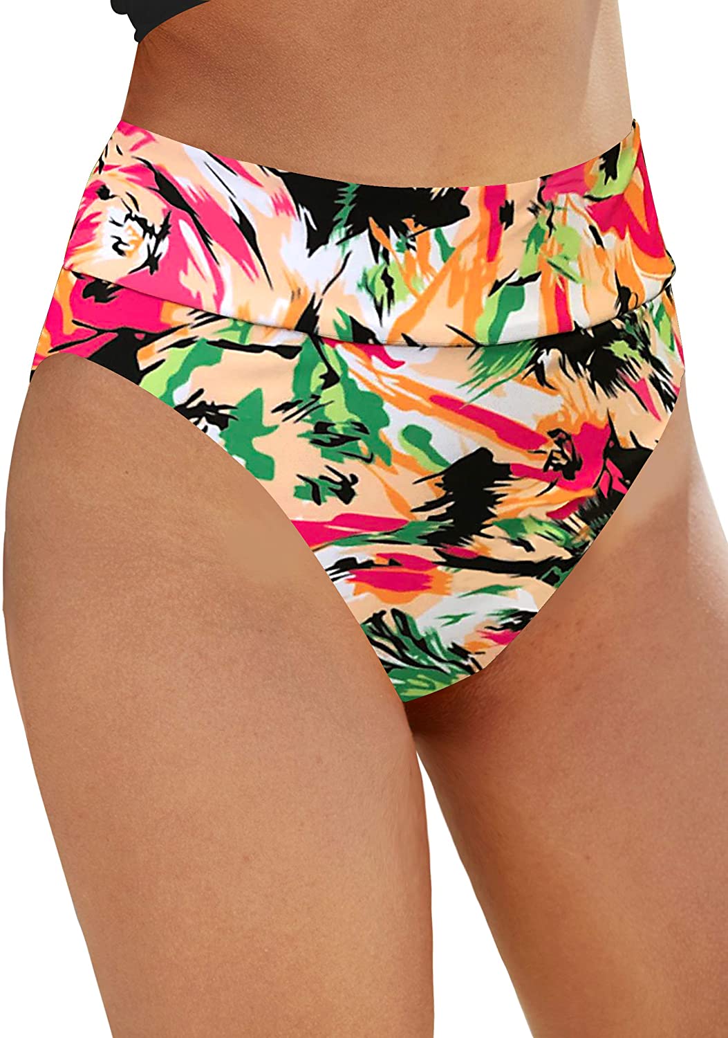 thumbnail 8 - Upopby Women&#039;s Sexy High Cut Cheeky Bikini Bottom High Waisted Swimsuit Bottoms