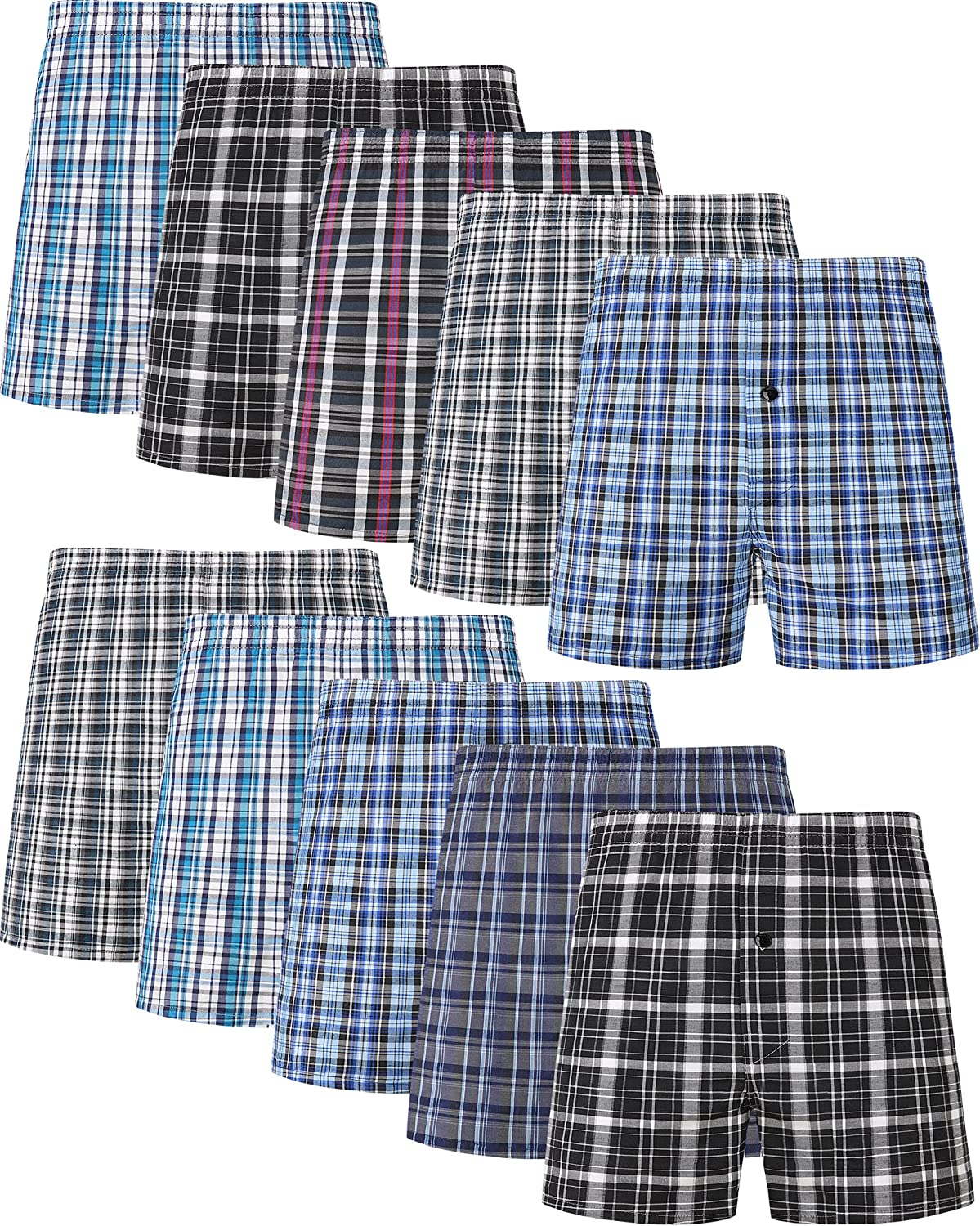 JupiterSecret Men's Woven Boxers Underwear Pack Cotton Boxer Shorts  Assorted Colors at  Men's Clothing store