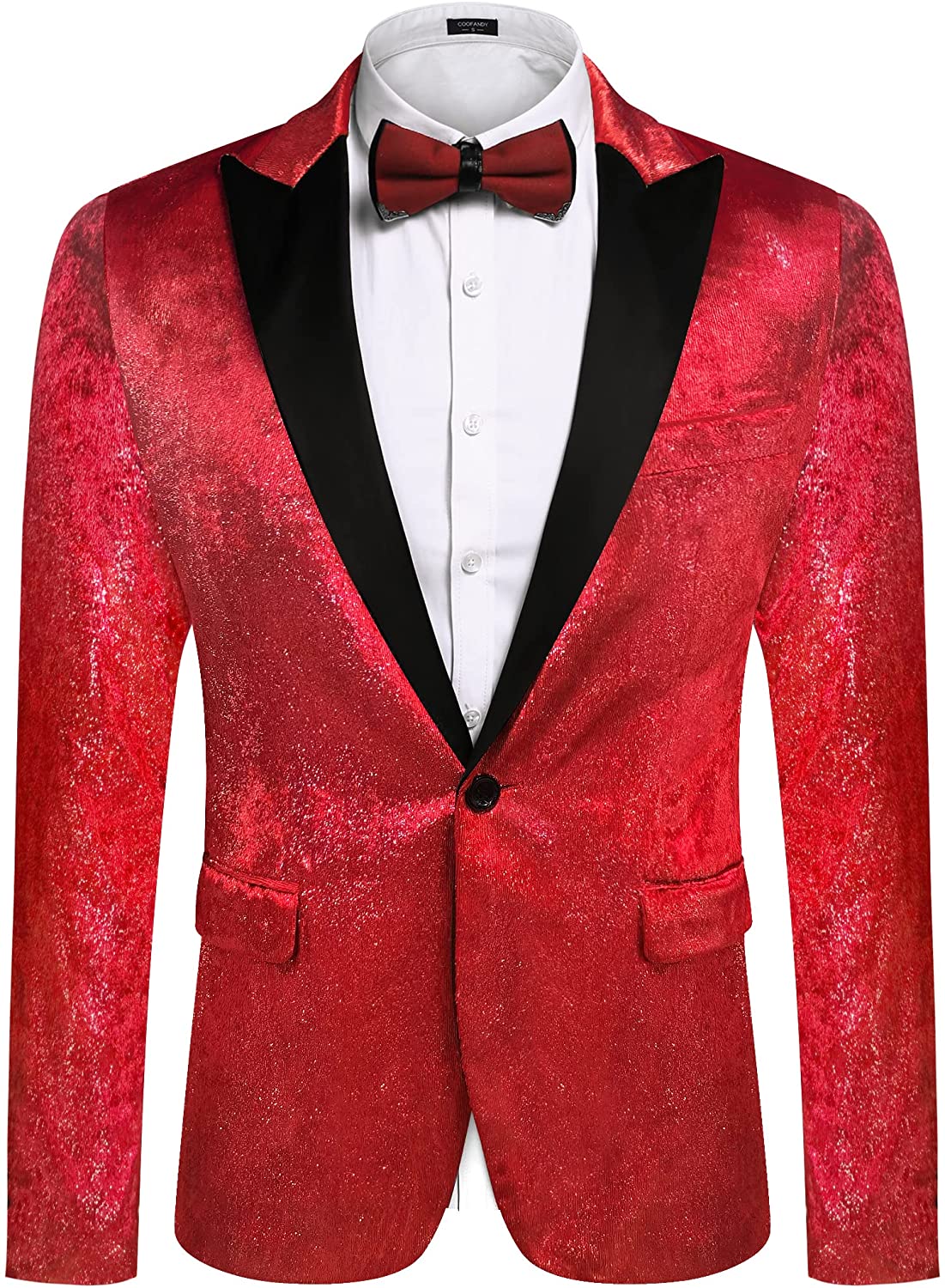 COOFANDY Men's Velvet Blazer Notched Lapel Velour Suit Jacket One Button Tuxedo Jackets for Wedding Prom Party Dinner