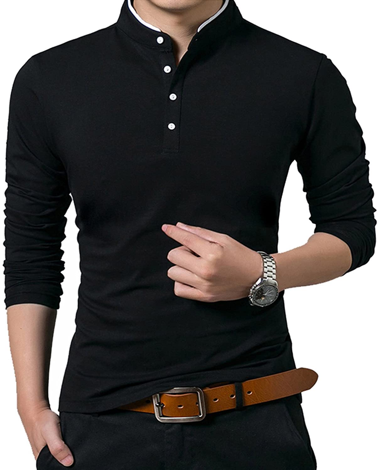 KUYIGO Men's Short & Long Sleeve Polo Shirts Casual Slim Fit Basic Designed Cotton Shirts 