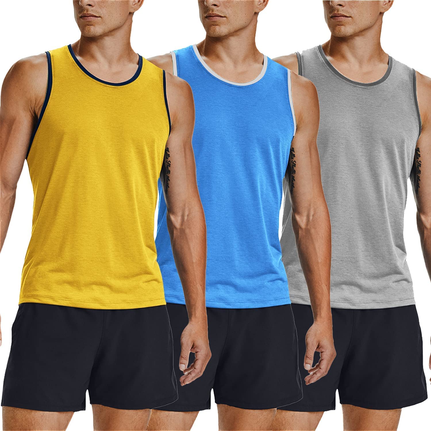  COOFANDY Men's 3 Pack Quick Dry Workout Tank Top Gym Muscle Tee  Fitness Bodybuilding Sleeveless T Shirt : Clothing, Shoes & Jewelry