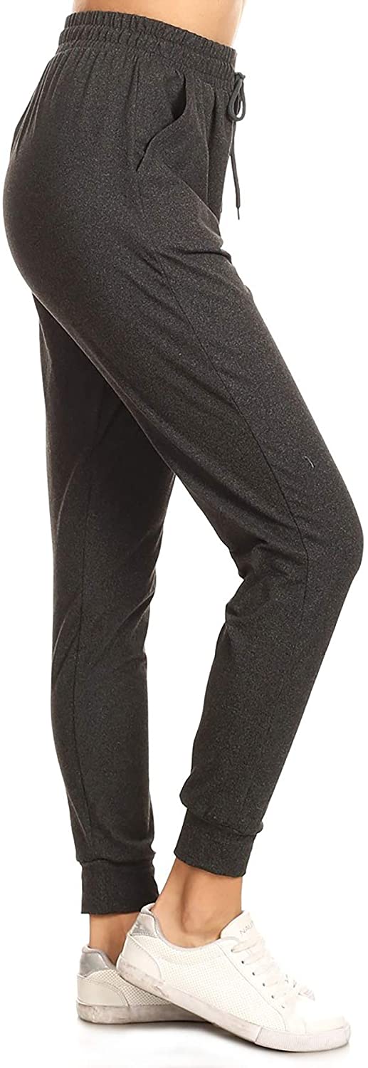 Leggings Depot Women's Printed Solid Activewear Jogger Track Cuff Sweatpants