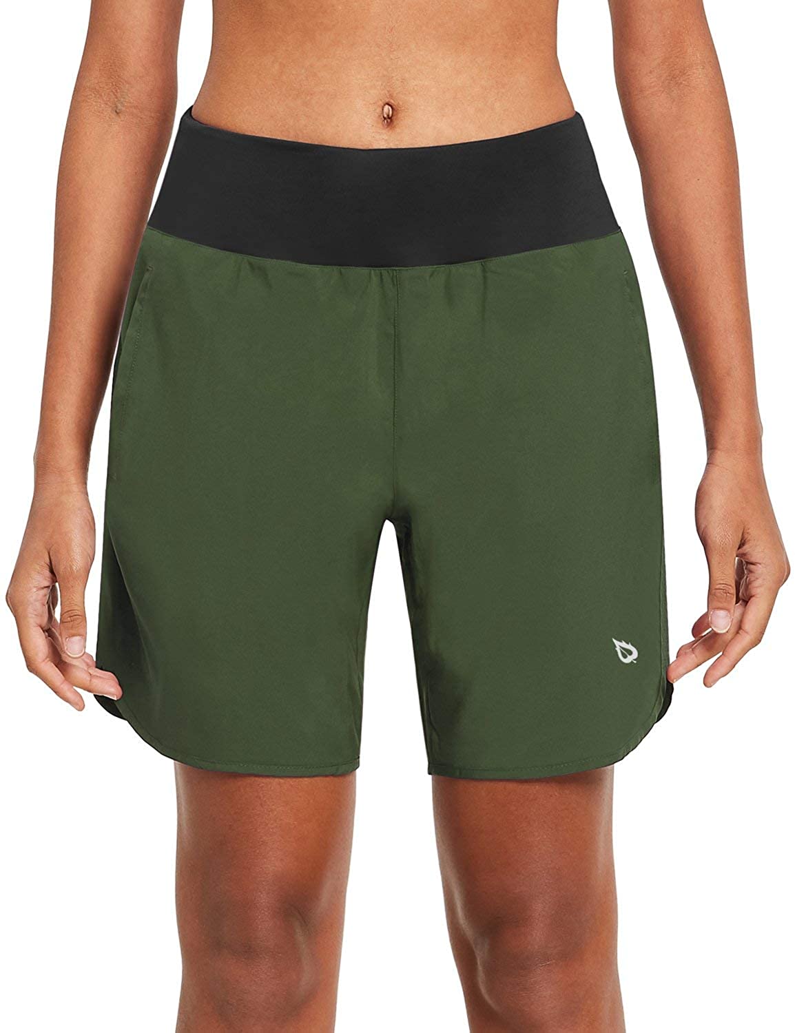 BALEAF Women's 7 Inches Long Running Shorts with Liner Lounge