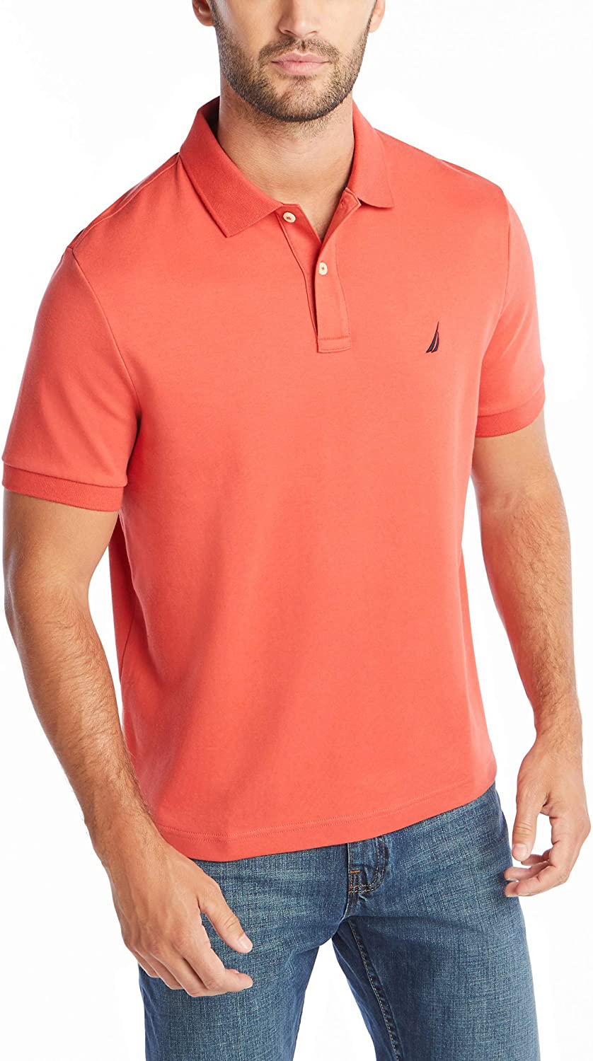 Coral Sands Nautica Mens Classic Fit Short Sleeve Solid Soft Cotton Polo Shirt 4X