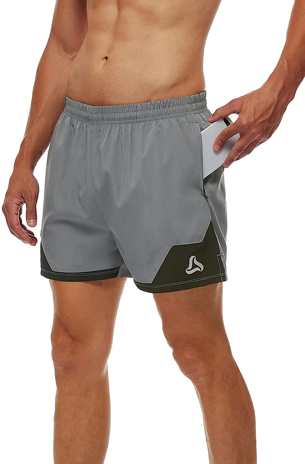 SILKWORLD Mens 7 Mesh Cool Dry Athletic Running Shorts with Zipper Pockets 