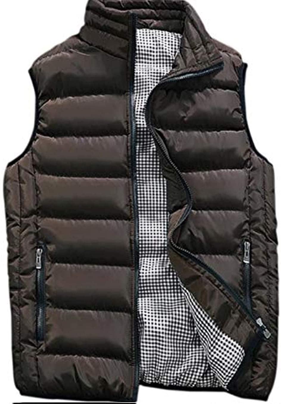 XinYangNi Men's Padded Down Vest Winter Casual Work Sports Travel Outdoor Puffer Pockets 