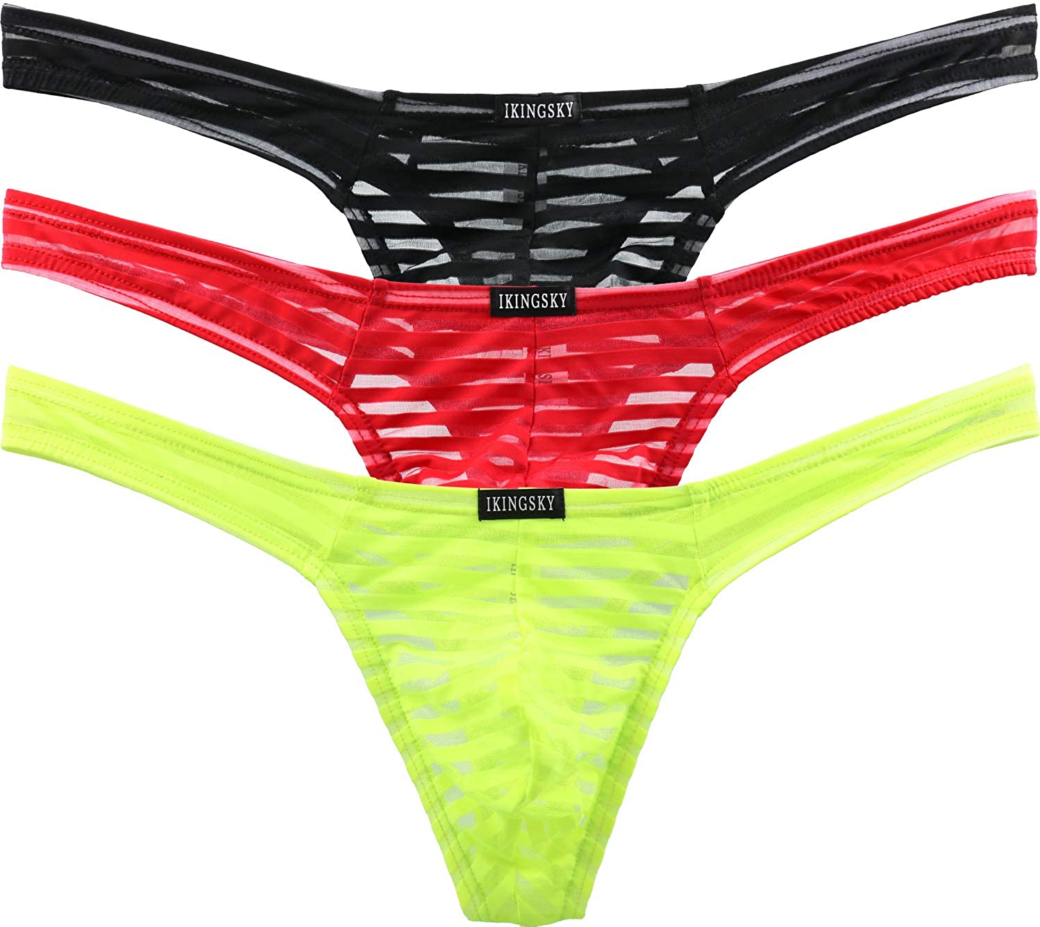iKingsky Men's Sexy Transprant Thong Underwear Low Rise See Through ...