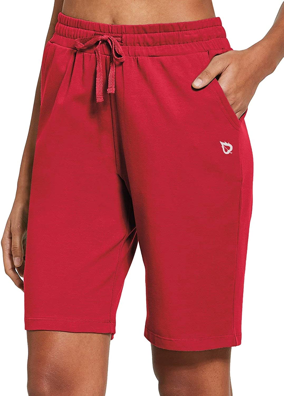 BALEAF Women's Bermuda Shorts Long Cotton Jersey with Pockets