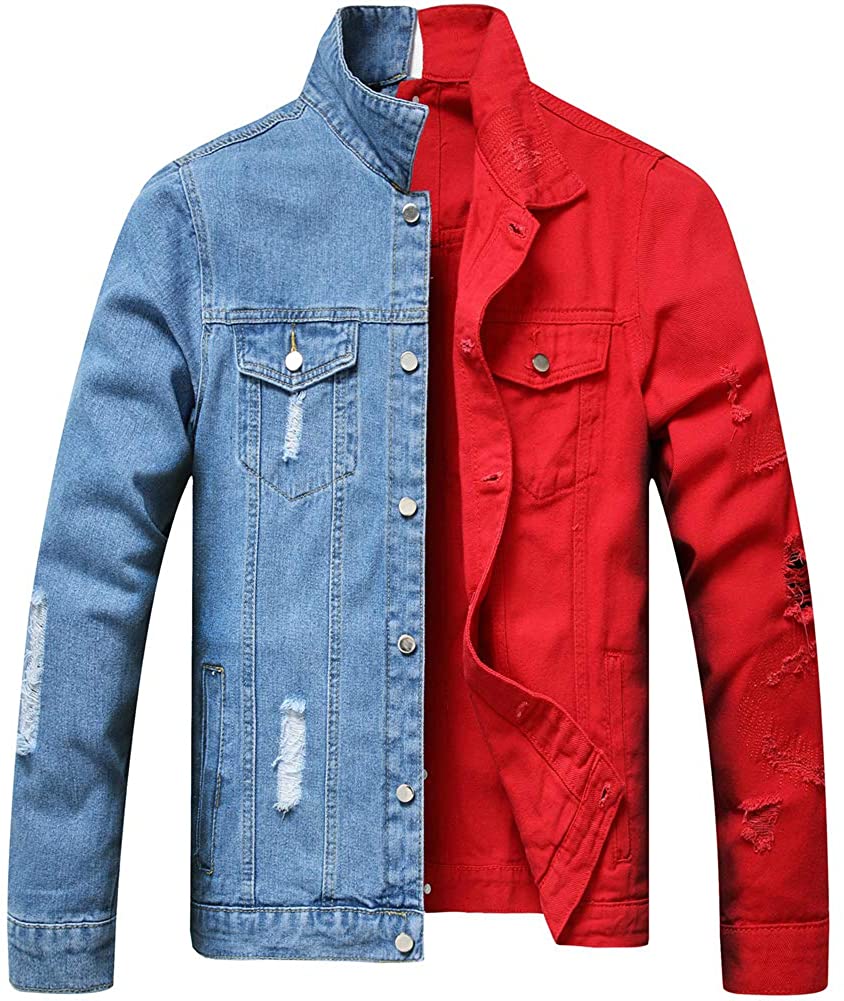 Plus Loose Fit Denim Jacket With Palm Print | boohooMAN UK