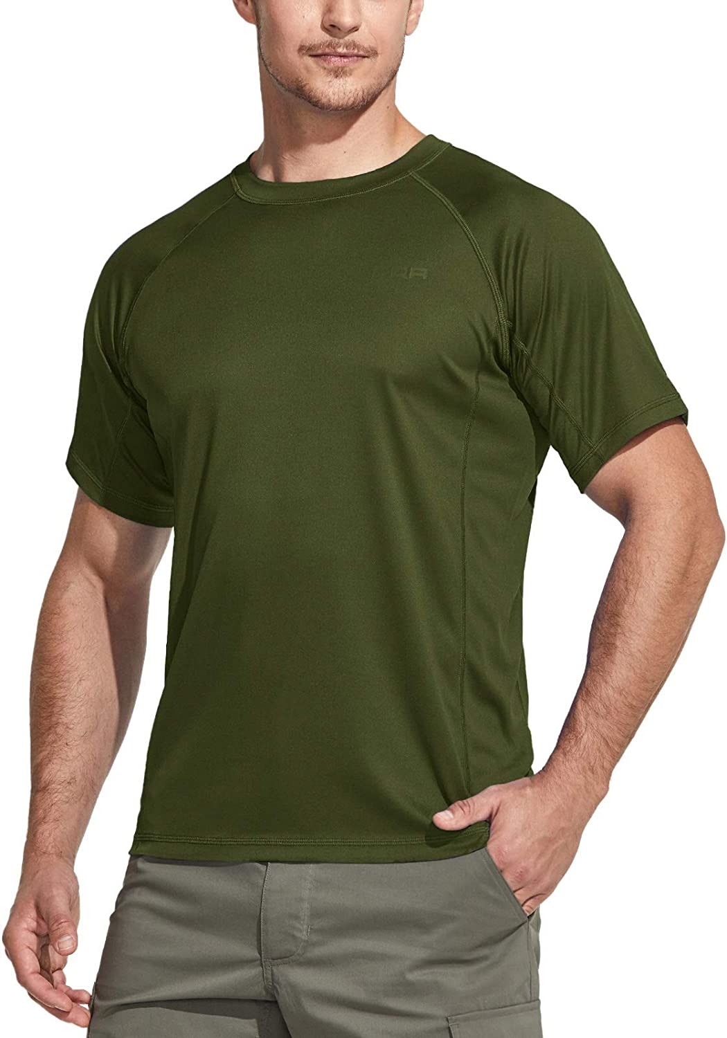 CQR Mens UPF 50 UV Sun Protection Outdoor Shirts, Athletic Running Hiking  Short Sleeve Shirt, Cool Dry fit T-Shirts, Short Sleeve Sun Shirt Ocean