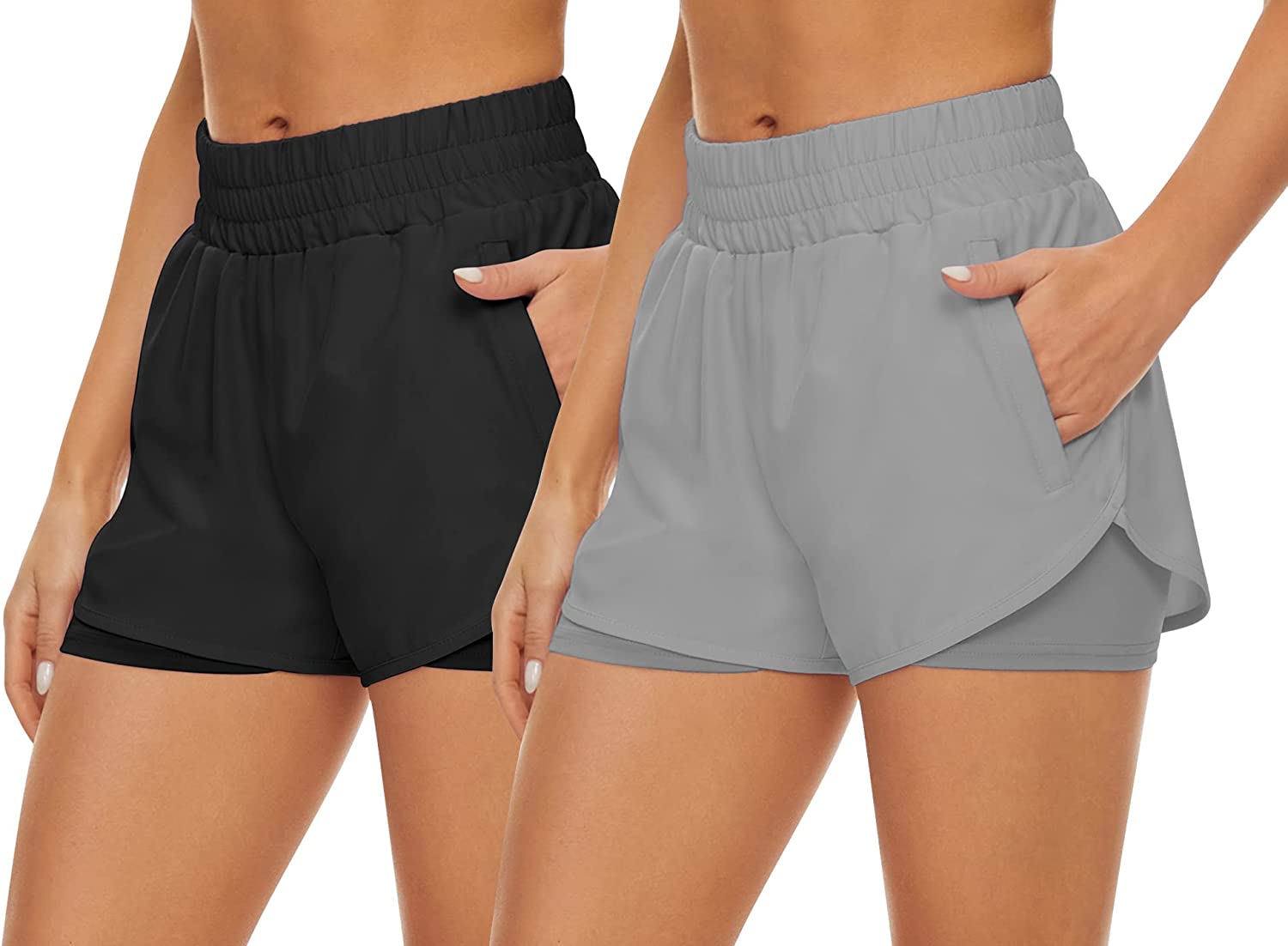 2 in 1 Shorts Women's Athletic Running Shorts for Women Quick-Dry