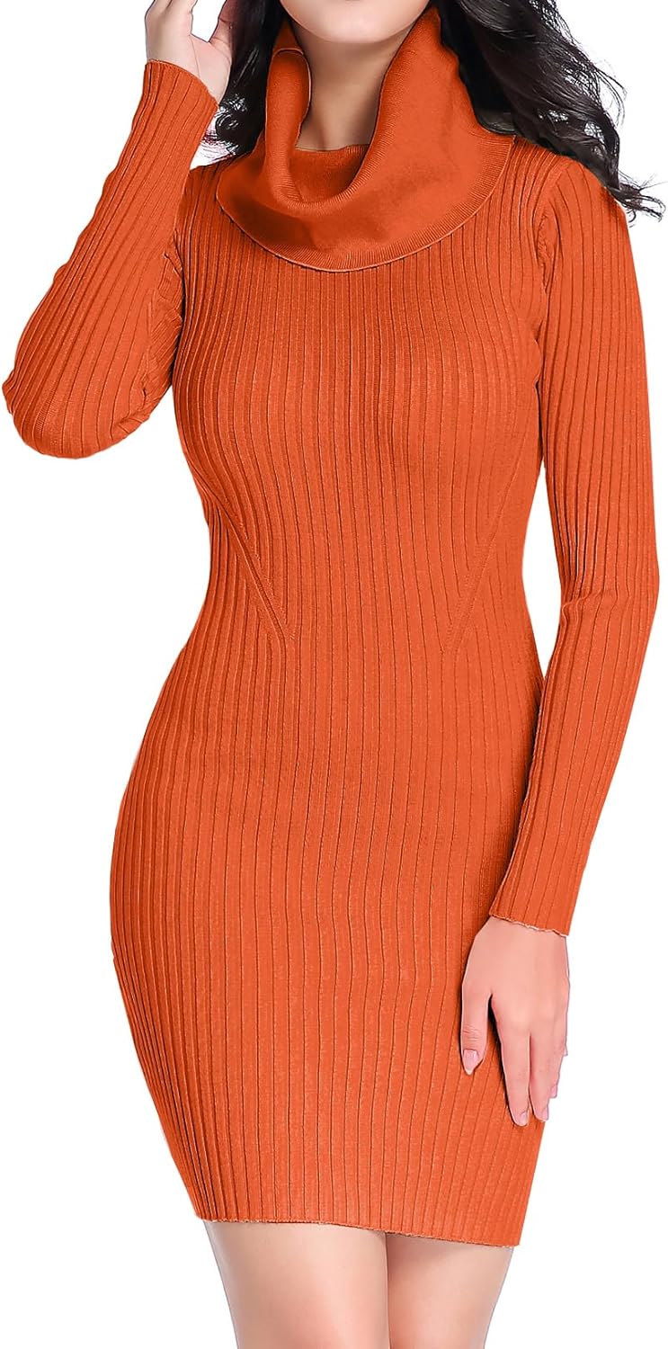 v28 Sweater Dress for Women Ribbed Knit Fitted midi Sexy Fall Winter  Bodycon Cowl Neck Dresses (X-Small, Beige) at  Women's Clothing store