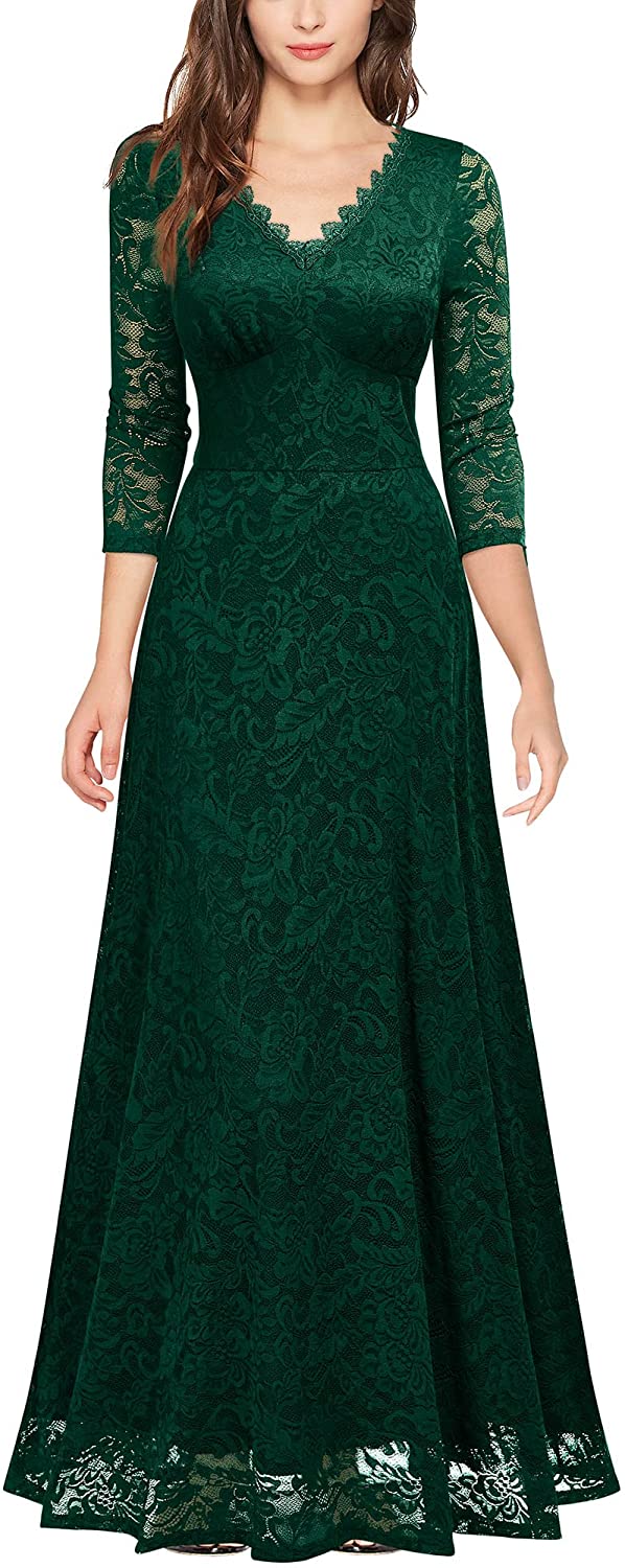 MISSMAY Women's Formal Floral Lace 2/3 Sleeves Bridesmaid Party Maxi Dress  | eBay