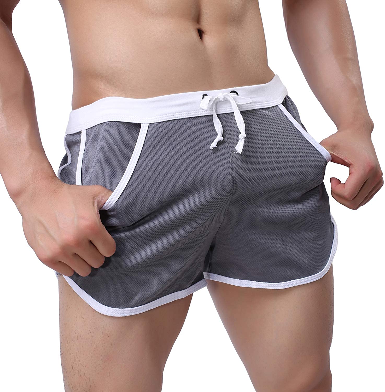 ASLIMAN Running Shorts Men Workout Athletic Gym Casual Short Pants 