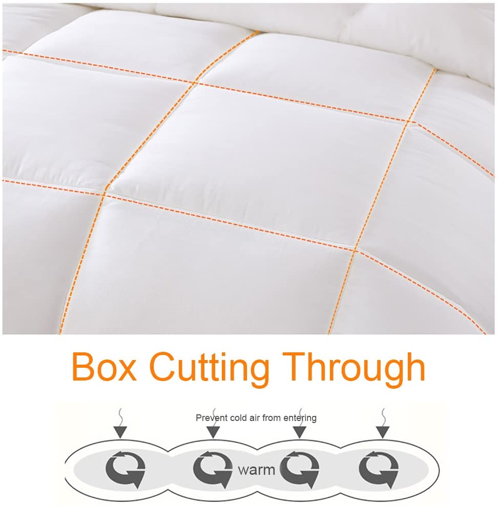 L LOVSOUL Microfiber Comforter (White,Queen)-Premium Brushed Microfiber  Cover-Hy