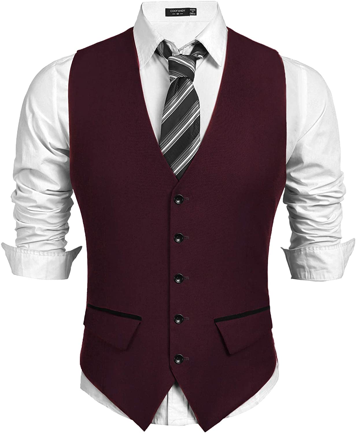 COOFANDY Men's Business Suit Vest Slim Fit Dress Vest Wedding Waistcoat ...