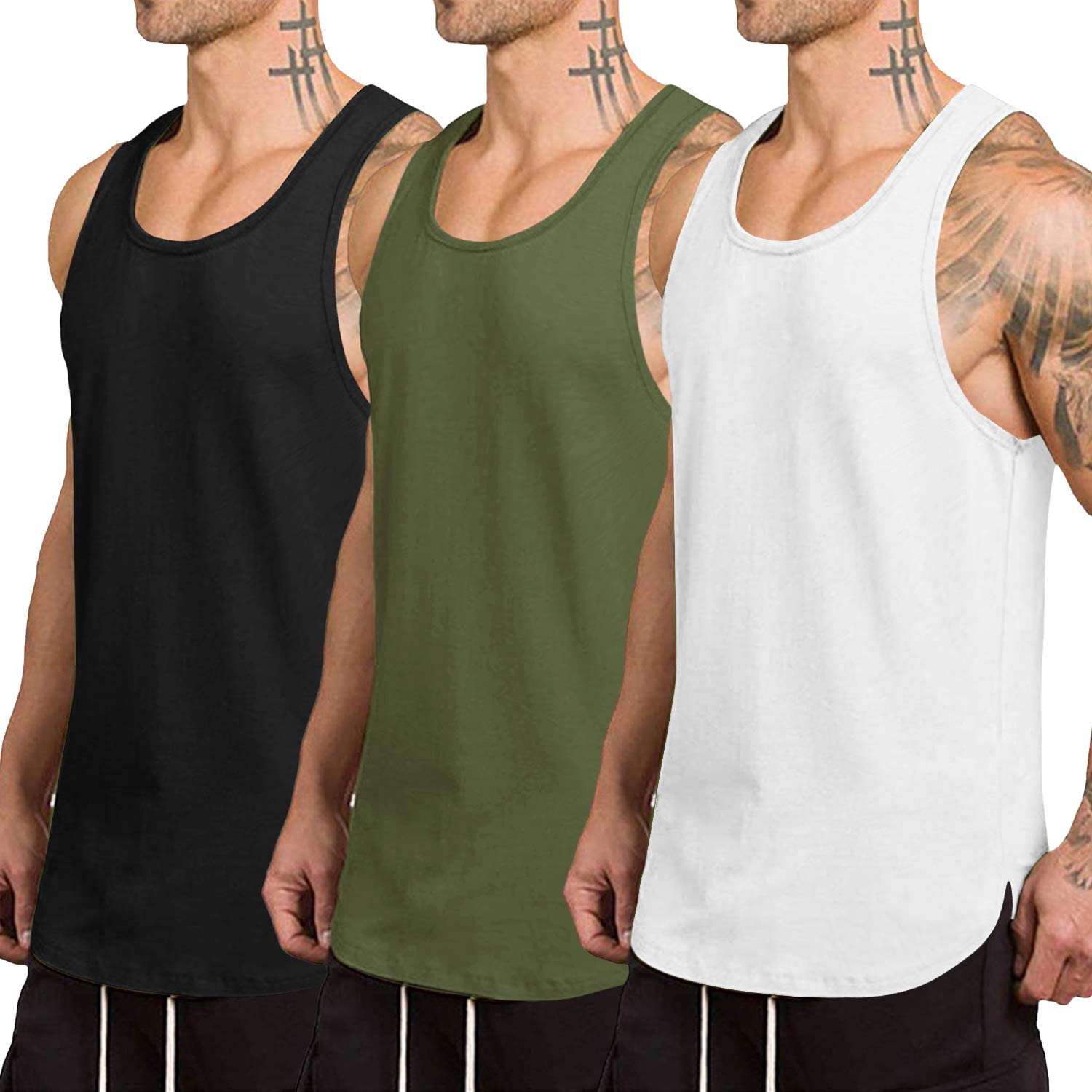  COOFANDY Men's 3 Pack Workout Tank Top Quick Dry Gym Muscle Tee  Training Bodybuilding Fitness Sleeveless Shirts : Clothing, Shoes & Jewelry