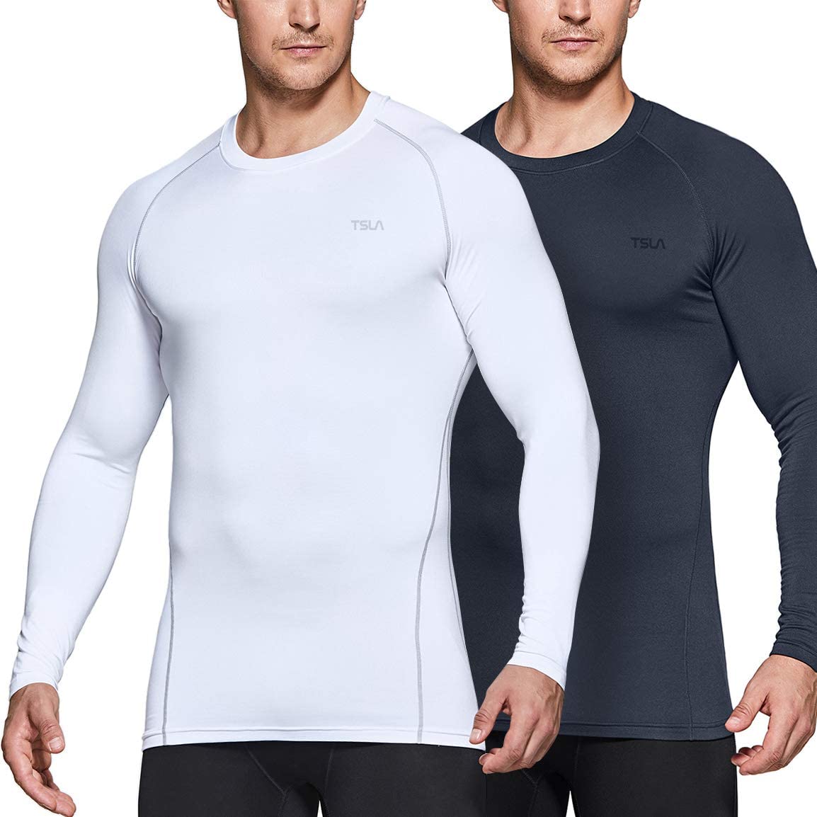 Winter Gear Running T-Shirt TSLA 1 or 2 Pack Men's Thermal Long Sleeve Compression Shirts Athletic Base Layer Top