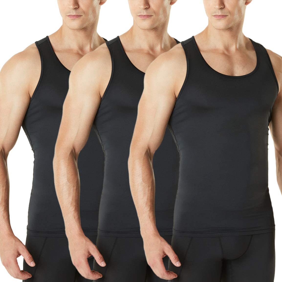 Dry Fit Workout Gym Tank Tops Performance Athletic Muscle Shirts TSLA 1 or 3 Pack Mens Sleeveless Running Tank Top
